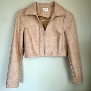 Le Lis Blush Cropped Faux-Leather Zip Jacket